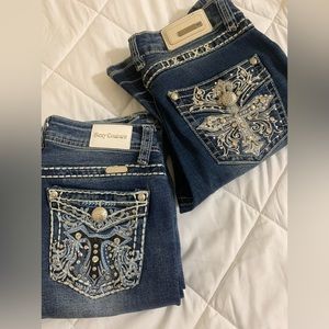 Rhinestone pocket Sexy Couture Bootcut jeans!!